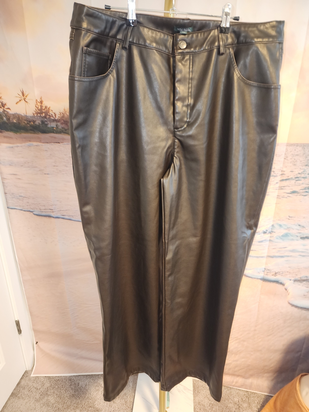 wild fable Black Faux Leather Boot-Cut Pants